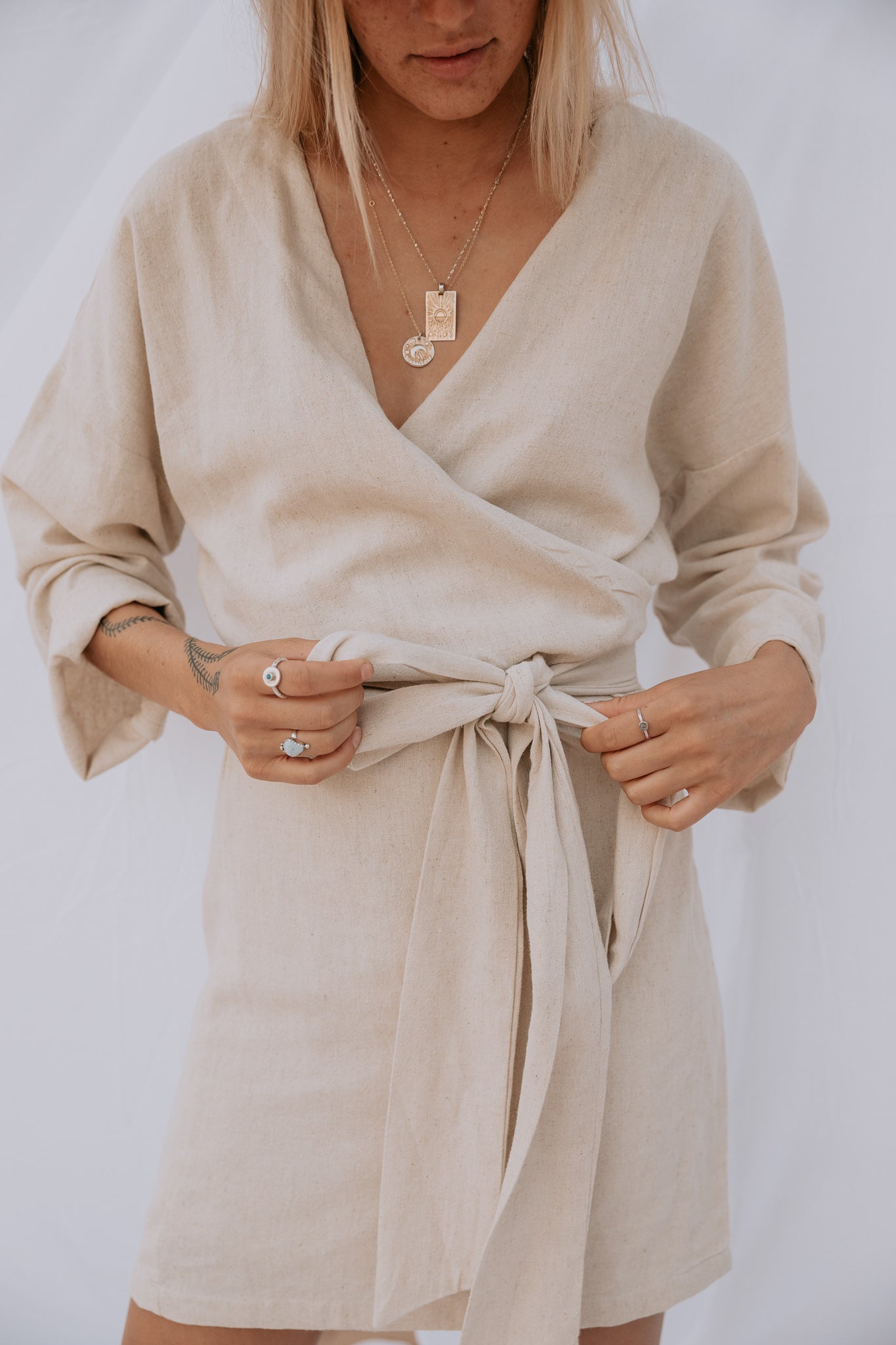 The Oasis Wrap Dress in Natural – WILD THE GANG